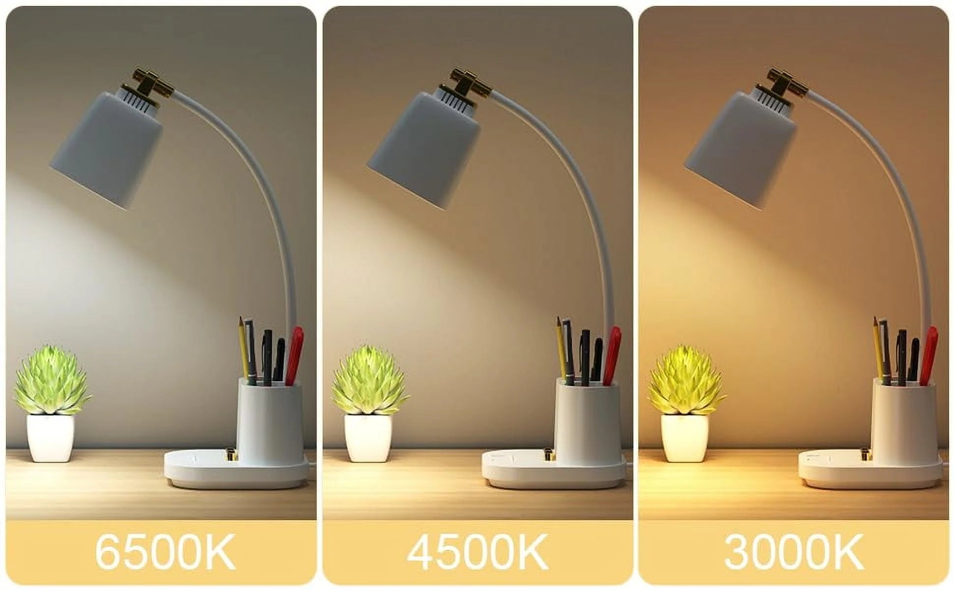 LED Desk Reading Lamp with USB Charging Port,Desk Lamps for Home Office,Stepless Dimming Desk Light with 5 Color Modes,Eye Caring Office Lamp ,Touch Control Study Lamp