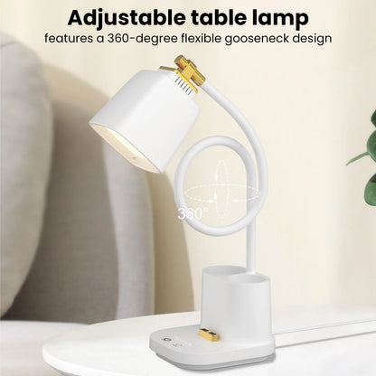 LED Desk Reading Lamp with USB Charging Port,Desk Lamps for Home Office,Stepless Dimming Desk Light with 5 Color Modes,Eye Caring Office Lamp ,Touch Control Study Lamp