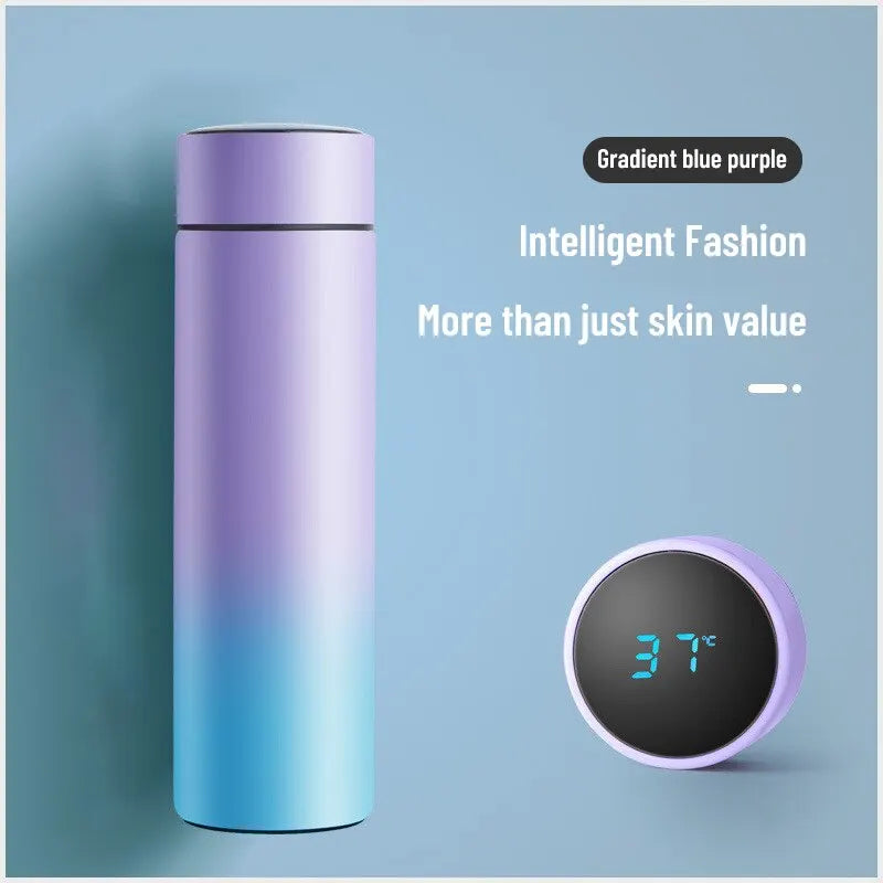 1Pc 500ML Smart Insulation Stainless Steel Colorful Cup Mini Thermos Cup Water Bottle Led Digital Temperature Display Thermos