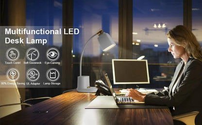 LED Desk Reading Lamp with USB Charging Port,Desk Lamps for Home Office,Stepless Dimming Desk Light with 5 Color Modes,Eye Caring Office Lamp ,Touch Control Study Lamp