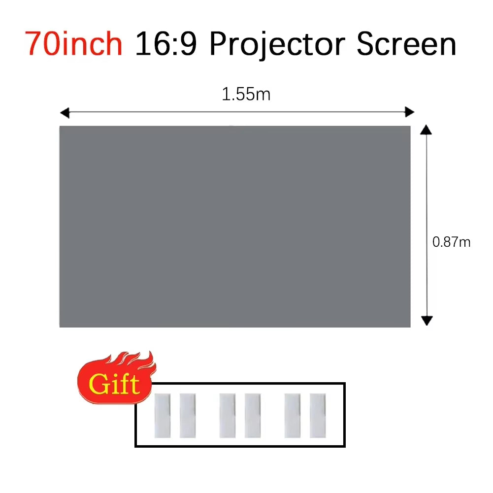 Portable Projector Screen High Brightness 16:9 Home Projector anti Light Portable Projector Curtain 100 120 Inch for Home Beamer