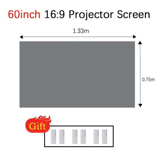 Portable Projector Screen High Brightness 16:9 Home Projector anti Light Portable Projector Curtain 100 120 Inch for Home Beamer