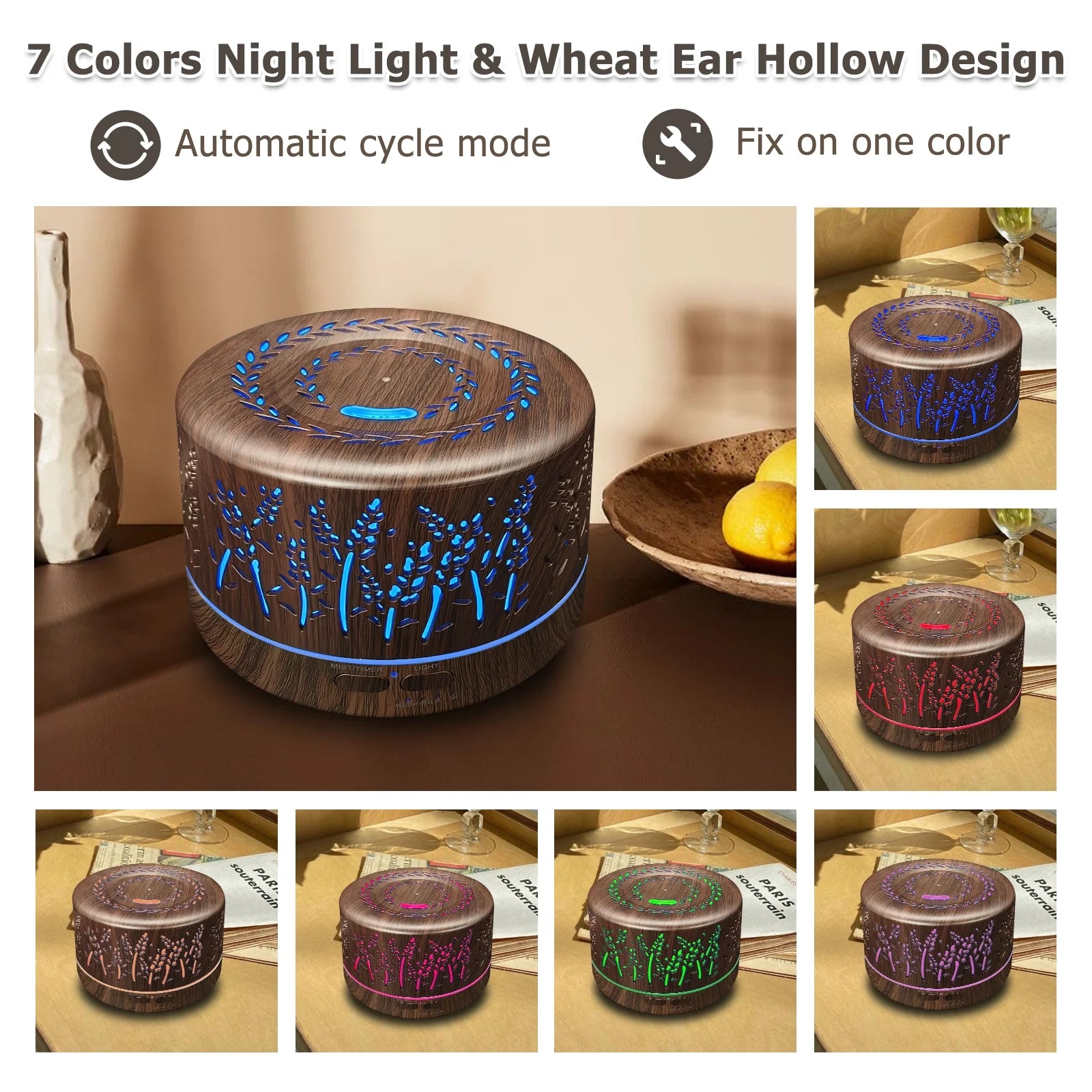 Dongzhen Diffusers for Essential Oils Large Room 600Ml,Essential Oil Diffusers for Home with R/C Dark Brown