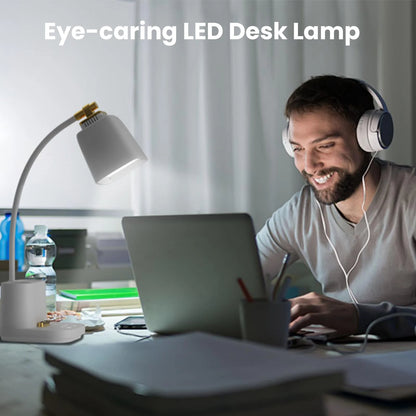 LED Desk Reading Lamp with USB Charging Port,Desk Lamps for Home Office,Stepless Dimming Desk Light with 5 Color Modes,Eye Caring Office Lamp ,Touch Control Study Lamp
